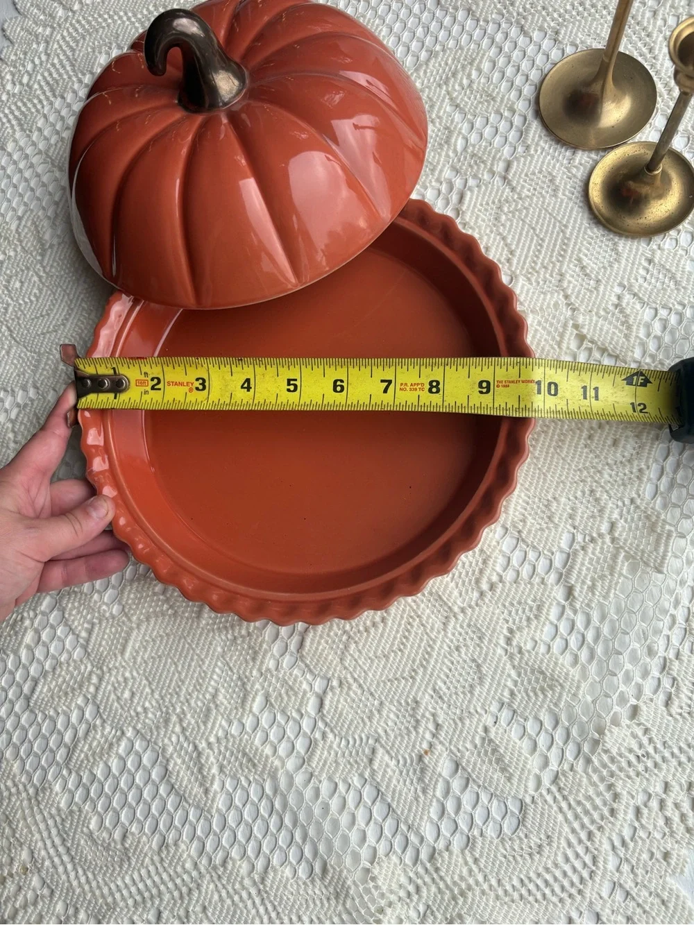 Ceramic Pumpkin Covered Pie Dish